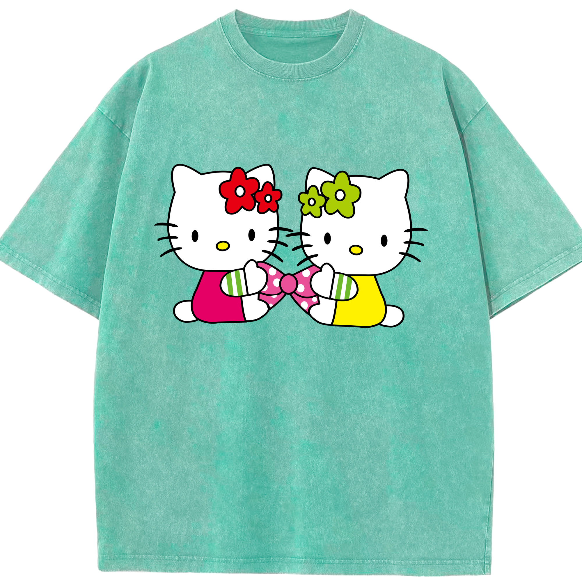 （画像用） Hello Kitty ハローキティ 綿100% ヴィンテージ風 半袖Tシャツ（フロントプリント）
